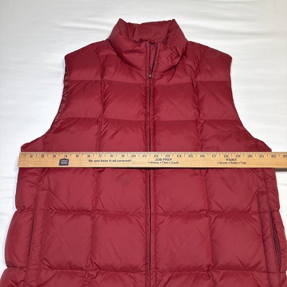 Eddie Bauer Goose Down Puffer Vest Womens M Maroon Full Zip Collared EB700 Fill - Picture 12 of 16